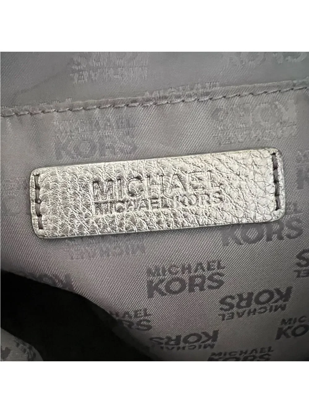 Michael Kors Large Pebbled Pewter Handbag.